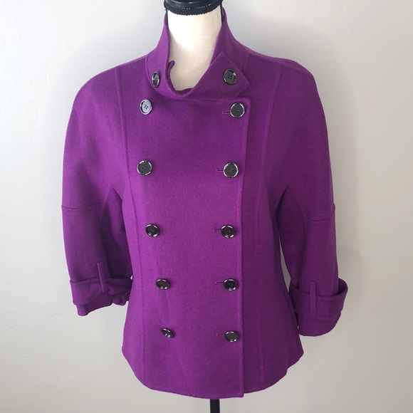Per Se Magenta Double Breasted Wool angora jacket - Picture 4 of 9